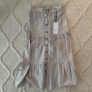 Emerson Fry Tiered Midi Skirt in Light Taupe
